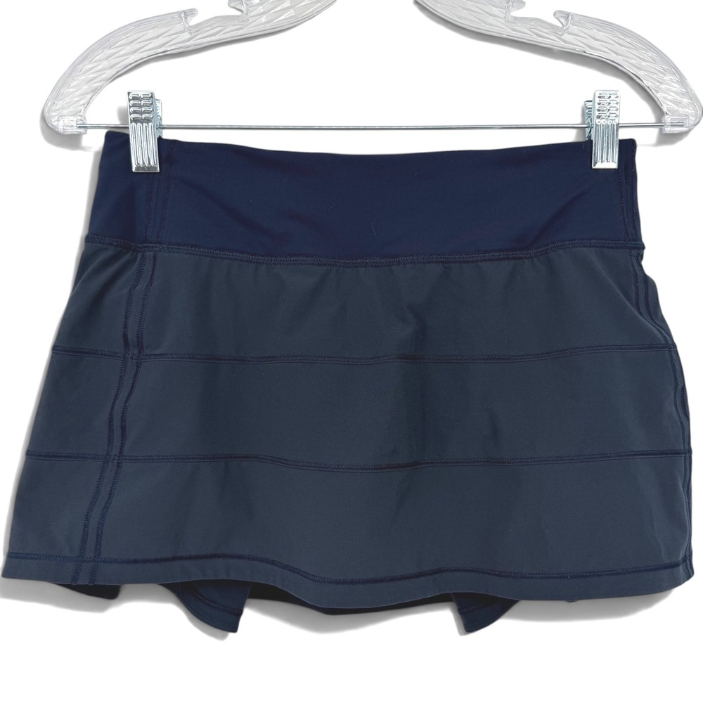 Lululemon Pace Rival Skirt Women 4 Navy Blue Regular Length Pleated Tennis Golf